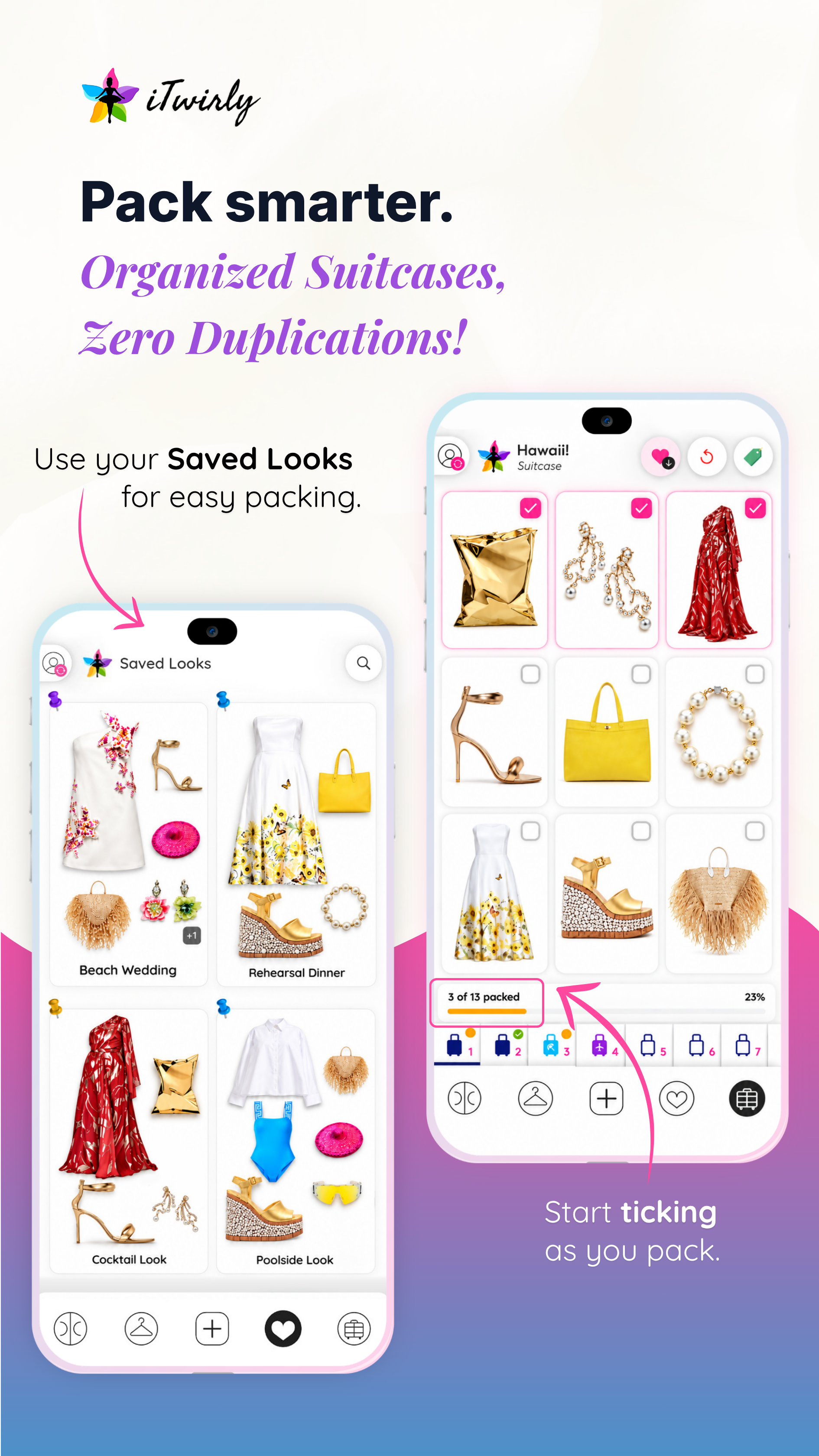 Pack smarter. Organized Suitcases, Zero Duplications!